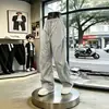Nuevos pantalones casuales para hombre de 2026, color gris claro, de pierna ancha, con cintura de cordón, corte holgado y puños elásticos