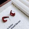SRSH Shanghe Aretes Geométricos Simples Rojos Ankora Plata s925 Ins Moda Nicho Aretes para Mujer