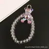 Nuevo Pulsera de Cristal con Cuentas y Llavero de Oso Sentado Lindo, Accesorio de Mano con Cadena de Oso Femenina Soñadora