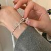 Pulsera de Plata Rota Estilo Francés con Lazo Pulsera de Lujo Ligero Diseño Simple Dulce Corazón de Niña Versátil Moda Pulsera Personalizada