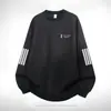 Sudadera Casual para Hombre Nueva Otoño Negro y Blanco Gris Holgada Cuello Redondo Pulóver Manga Larga Top Deportivo Chaqueta Versátil