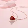 Chuangke Plata de Ley S925 Collar Pequeño de Ágata Falda Cadena para Clavícula con Forma de Abanico Fritillaria Explosión de Red para Mujer ins Viento Frío