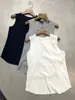 Regata Feminina Versátil Estilo Francês, Sem Mangas, Gola Redonda, Costura nas Costas, Série Row Double-Cut com Rosca, Adequada para Uso Interno e Externo