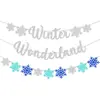 Bandeira Temática de Gelo e Neve Floco de Neve de Natal Casamento Chá de Bebê Festa de Aniversário Decoração Bandeira Flor