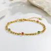 Pulseira de zircônia colorida de personalidade simples europeia e americana para mulheres, design moderno, joias de pulso em aço titânio, não desbota, atacado, versátil