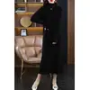 Vestido de Punto de Lana 100% para Mujer, Color Sólido, Cuello Alto, Maxi, Holgado, Adelgazante, Otoño e Invierno, Nuevo