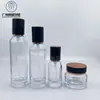 Em estoque frasco de loção de vidro de alta qualidade 120ml-50g conjunto de frascos frasco para creme de água frasco para creme facial frasco para cuidados com a pele conjunto de frascos