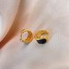 Aretes de Gota de Aceite Semicirculares de Gama Alta Estilo Retro de Hong Kong para Mujer, Aretes Versátiles, Exquisitos y Compactos, Aretes de Diseño Moderno
