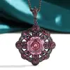 Venta Caliente Nuevo Zhuangshengsheng Joyería Base de Cobre Chapado en Oro Corte Rosa Negro Dorado Colorido Colgante Redondo Piedra Principal 14mm