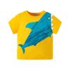 Camiseta de Manga Corta para Niños de Verano con Estampado de Tiburón de Dibujos Animados Ropa de Punto de Algodón Puro Top para Bebé de Una Pieza de Moda Envío Directo