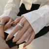 Anillo Coreano Retro de Doble Capa de Estrella y Luna para Mujer Plata S925 Plateada Niche de Alta Gama Elegante Simple Abierto para Dedo Índice Tendencia