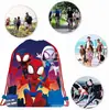 Paquete Pequeño Spider-Man Bolsillo Dos Pequeño Spider-Man Mochila con Cordón para Fiesta de Cumpleaños Infantil Bolsa de Almacenamiento Portátil
