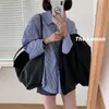 Nova Camisa Listrada de Verão 2024 para Mulheres Estilo Coreano Solta Casual Moda Versátil Top de Manga Comprida com Botão Único