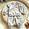 Conjunto Casual Lindo de Primavera y Otoño para Niñas, Nuevo Modelo 2026 para Niños Pequeños, Sudadera de Gato Lindo con Lazo, Conjunto de Dos Piezas para Bebé