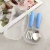 Aço inoxidável 304 Conjunto de talheres faca e garfo para crianças talheres de bebê portátil para atividades ao ar livre talheres para suplementos alimentares colher e garfo de treinamento para menores de 3 anos