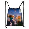 Nueva Bolsa con Cordón de Minecraft para Niños, Bolsa de Almacenamiento Grande, Mochila Casual Portátil para Estudiantes al Aire Libre