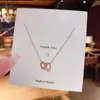 Colar Duplo Anel Coração em Aço Titânio 18K Corrente para Clavícula Feminina Colar Simples com Pingente Coração com Coração Venda Direta da Fábrica