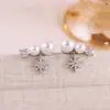 Brincos de Estrela de Oito Pontas com Pérolas Micro-Pavimentadas, Moda Europeia e Americana, Banhados a Ouro Real, Brincos Únicos e Atmosféricos, Brincos de Alta Qualidade e Requintados