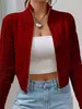 Suéter Curto Casual de Tricô Novo Outono 2026 Feminino Europeu Americano Transfronteiriço Amazon Gola Alta Tricô de Trança Cardigan com Zíper