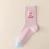 Calcetines Lindos para Mujer, Calcetines de Media Pantorrilla para Primavera y Verano, Calcetines Deportivos Lindos de Manzana de Moda, Populares Calcetines Finos de Algodón para Niñas