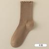 Calcetines de madera para mujer primavera y otoño color sólido ins encaje sin costuras calcetines de confinamiento transpirables anti-pilling calcetines de media caña