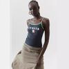 Camisola de Mujer Estilo Urbano Europeo y Americano con Bloques de Color y Estampado de Letras, Dulce y Picante, Adelgazante, Sexy, sin Mangas, Capa Base, Ropa Exterior, Camiseta de Tirantes