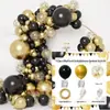 Serie Oro Negro de Amazon Transfronteriza Set de Globos Tema Cumpleaños Cadena de Globos Combinación Decoración Arreglo para Fiesta Festiva