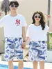 Pantalones Cortos de Verano para Hombre, Pantalones de Cinco Puntos de Algodón de Seda Helada para Mujer, Pantalones Casuales Estampados de Dibujos Animados, Pantalones de Surf para Pareja, Pantalones de Playa