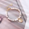 Pulsera de Perlas Barrocas Alienígenas Perlas Naturales Madre de Nácar Rosa Trébol de Cuatro Hojas para Mujer Pulsera Accesorios de Estilo Europeo y Americano