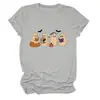 T-shirt feminina europeia fofa e divertida da Amazon, com quatro fantasmas, morcegos, estrelas, livro, gola redonda e manga curta