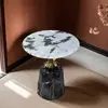 Mesa de Café Pequeña de Mármol Genuino Sf Express, Mesa Auxiliar, Mesa de Esquina para Uso Doméstico y Comercial, Adecuada para Dormitorio, Sala de Estar, Oficina, Club, Hotel, Gama Alta