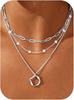 Collar de Círculos Irregulares Multicapa Transfronterizo Cobre Electrochapado Oro Real de 14K Gargantilla Apilada Joyería para Mujer