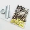 24 juegos de corchetes de presión de hierro 633 de cuatro colores de 12.5 mm, incluyendo botones de presión metálicos de cuatro partes y un juego de herramientas de 4 piezas