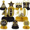 Decoración de Mesa para 16º Cumpleaños Negro Dorado Panal de Abeja Mesa Decoraciones para Fiesta de Cumpleaños Suministros Adornos de Panal para Fiesta