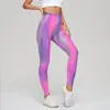 En stock Pantalones de Yoga Tie-Dye Aurora Cintura Alta Ajuste de Vientre Cadera de Durazno Pantalones Deportivos para Correr y Fitness Leggings Ajustados Deportivos para Mujer