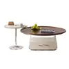 Juego de Mesa Redonda de Café Color Crema Francés Sala de Estar Hogar Mesa de Café Acrílica Minimalista Moderna Mesa de Café Pequeña para Apartamento Mesa Auxiliar