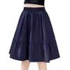 Falda Corta Blanca Plisada para Mujer Otoño Petite Cintura Alta Elástica Falda Midi Adelgazante Versátil Fluida Falda de Línea A