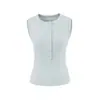 Camisola acanalada de ocho botones estilo BM americano para mujer, top de verano sin mangas ajustado estilo 'hot girl' BM