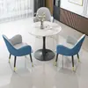 Mesa de negociación de tablero de roca y combinación de sillas, silla de cuero con garra de gato, mesa de recepción de negocios, mesa redonda pequeña, mesa de café de ocio para balcón, mesa de comedor de lujo ligero