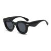 Nuevas gafas de sol transfronterizas de montura gruesa europeas y americanas, tendencia de gafas redondas de comercio exterior, gafas de sol personalizadas transfronterizas de montura grande con clavos de arroz para hombres