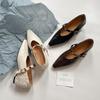 Sapatos Femininos Mary Jane de Bico Fino Francês com Salto Alto, Estilo para o Dia a Dia, Decote Raso, Tira com Fivela, Salto Alto, Sapatos da Moda Respiráveis