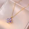 Collar Femenino Celebridad de Internet Amor Zircón Flor Nicho Giratorio Nuevo Estilo Sentido del Diseño Colgante Temperamento Traje Collar de Acero de Titanio