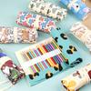 Cortina de lona Weizhuang de 72 agujeros de gran capacidad, estuche de lona con dibujos animados de gato lindo para hombres y mujeres, bolsa de papelería para pintura con lápices de colores de boceto