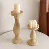 Estilo Nórdico Columna Romana Retro Portavelas de Madera Blanco en Blanco Adorno Decorativo Liso Sin Terminar Estilo Casa de Huéspedes Accesorios para Fotografía