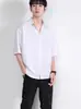 Camisa de verano para hombre, holgada, casual, moderna, elegante, de seda helada para jóvenes, de manga corta, versátil, blanca