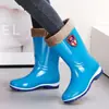 Botas de lluvia impermeables y antideslizantes de caña media para mujer, de alta calidad, engrosadas, duraderas y resistentes al desgaste, con forro de felpa para mayor calidez