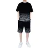 Camiseta de manga corta para hombre, verano, moderna, marca, holgada, seda de hielo, manga corta, ropa de baloncesto, chaleco, traje deportivo casual