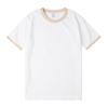 Camiseta de algodón pesado de verano, lijada, manga corta, color liso, costuras gruesas blancas, casual, para parejas, hombres y mujeres, manga corta
