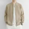 Cárdigan de punto liso simple para hombre, chaqueta business casual con cremallera madura, suéter de otoño suelto y versátil para hombre