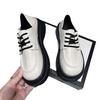 Zapatos de cuero con cordones británicos de suela gruesa estilo francés retro para mujer, nuevos mocasines planos de cuero suave de principios de primavera y verano 2024 para mujer